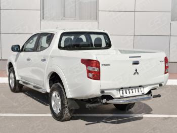 22 849 р. Защита заднего бампера (труба d63 с листом) SLITKOFF  Mitsubishi L200  5 KK,KL (2015-2019) дорестайлинг (Лист алюминий/профиль нержавейка)  с доставкой в г. Москва. Увеличить фотографию 3