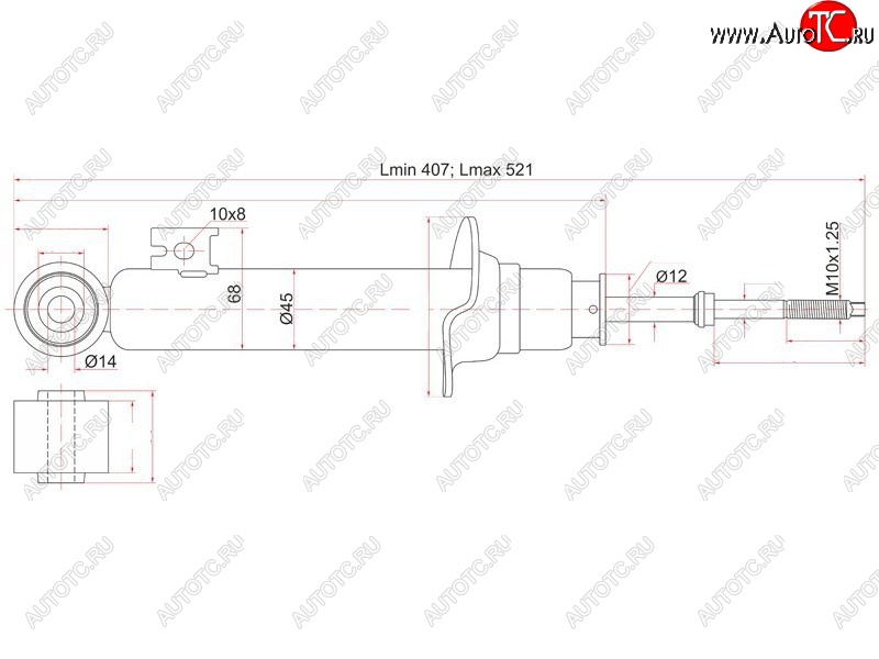 2 499 р. Амортизатор передний LH=RH SAT Mitsubishi L200 4  дорестайлинг (2006-2014)  с доставкой в г. Москва