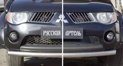 2 499 р. Защитная сетка решетки переднего бампера РА Mitsubishi L200 4  дорестайлинг (2006-2014)  с доставкой в г. Москва. Увеличить фотографию 2