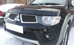 1 499 р. Сетка в решетку радиатора Russtal Mitsubishi L200 4  дорестайлинг (2006-2014) (черная)  с доставкой в г. Москва. Увеличить фотографию 4