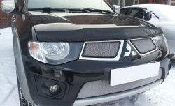 1 539 р. Нижняя сетка на бампер Russtal (хром) Mitsubishi L200 4  дорестайлинг (2006-2014)  с доставкой в г. Москва. Увеличить фотографию 3