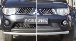 1 559 р. Зимняя заглушка решетки переднего бампера РА Mitsubishi L200 4  дорестайлинг (2006-2014)  с доставкой в г. Москва. Увеличить фотографию 2