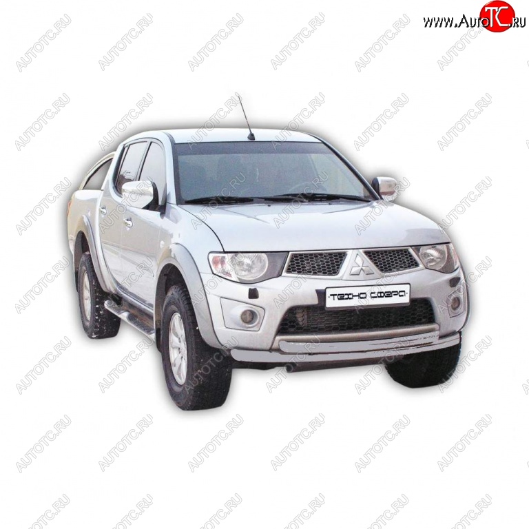 11 699 р. Защита переднего бампера ТехноСфера (Техно Сфера)  Mitsubishi L200  4 (2006-2014)  дорестайлинг (Серебристый)  с доставкой в г. Москва