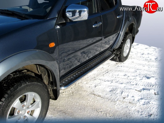 15 349 р. Широкая защита порогов с трубой диаметром 57 мм Slitkoff  Mitsubishi L200 ( 4,  5 KK,KL) (2006-2022)  дорестайлинг, рестайлинг  с доставкой в г. Москва