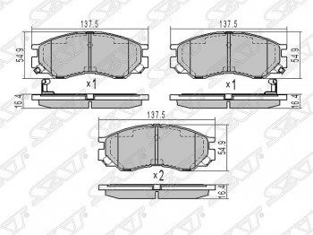 Колодки тормозные SAT (передние) Mitsubishi L200 4  дорестайлинг (2006-2014)