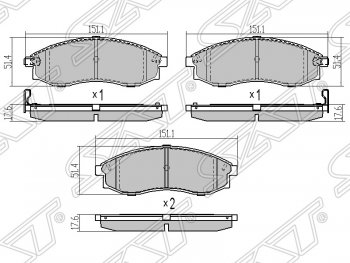 Колодки тормозные SAT (передние) Mitsubishi L200 3 K74T рестайлинг (2005-2006)