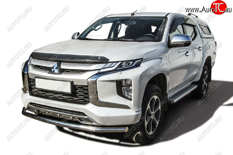 14 849 р. Защита переднего бампера Slitkoff (Ø 57 мм).  Mitsubishi L200  5 KK,KL (2018-2022) рестайлинг (Нержавеющая сталь)  с доставкой в г. Москва