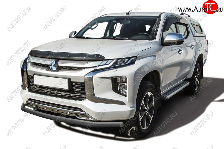 10 399 р. Защита переднего бампера Slitkoff (Ø 57 мм)  Mitsubishi L200  5 KK,KL (2018-2022) рестайлинг (Сталь с полимерным покрытием. Цвет: серебристый)  с доставкой в г. Москва