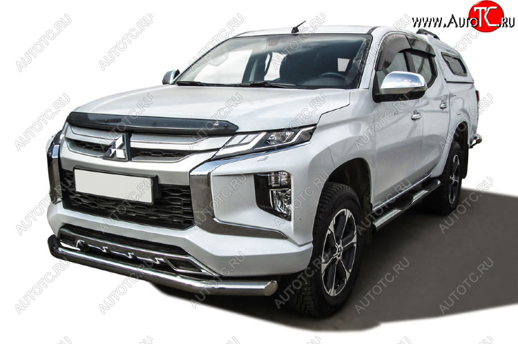 17 399 р. Защита переднего бампера Slitkoff (Ø 76 мм)  Mitsubishi L200  5 KK,KL (2018-2022) рестайлинг (Нержавеющая сталь)  с доставкой в г. Москва