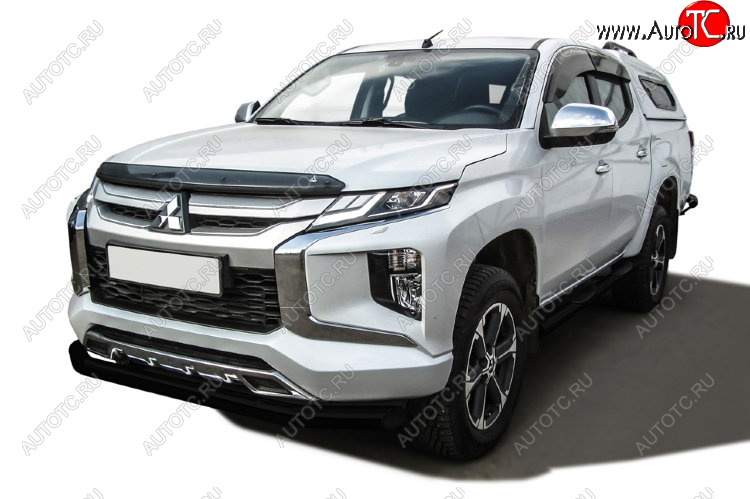 13 299 р. Защита переднего бампера Slitkoff (Ø 76 мм) Mitsubishi L200 5 KK,KL рестайлинг (2018-2022) (Сталь с полимерным покрытием. Цвет: черный)  с доставкой в г. Москва