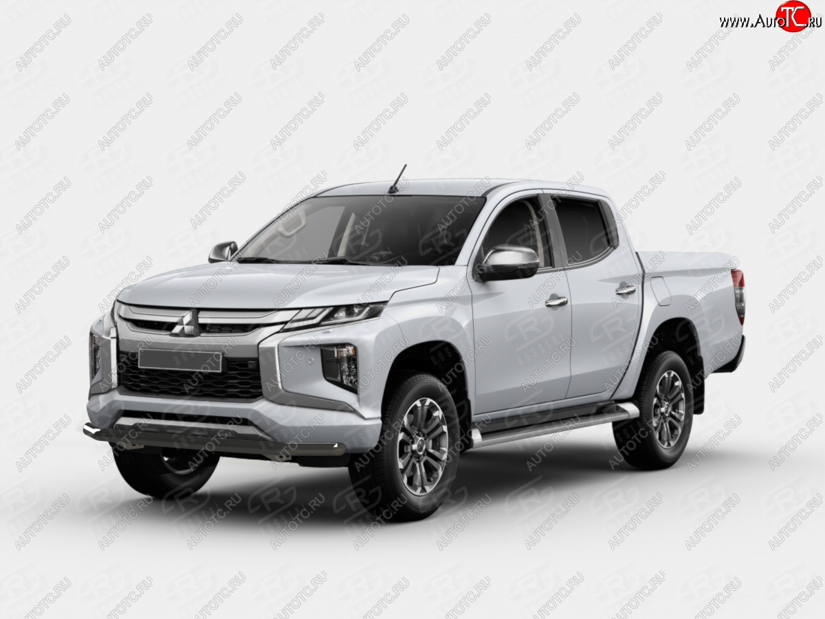 14 349 р. Защита переднего бампера SLITKOFF (Ø63 мм) Mitsubishi L200 5 KK,KL рестайлинг (2018-2022) (порошковая окраска в цвет черный муар)  с доставкой в г. Москва