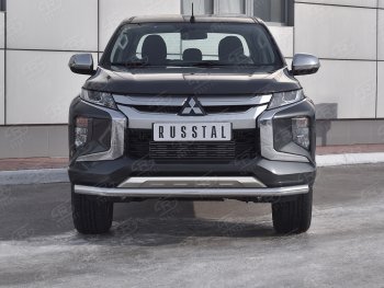 18 599 р. Защита переднего бампера (Ø 63 мм, нержавейка) SLITKOFF Mitsubishi L200 5 KK,KL рестайлинг (2018-2022)  с доставкой в г. Москва. Увеличить фотографию 1