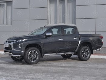 18 599 р. Защита переднего бампера (Ø 63 мм, нержавейка) SLITKOFF Mitsubishi L200 5 KK,KL рестайлинг (2018-2022)  с доставкой в г. Москва. Увеличить фотографию 3