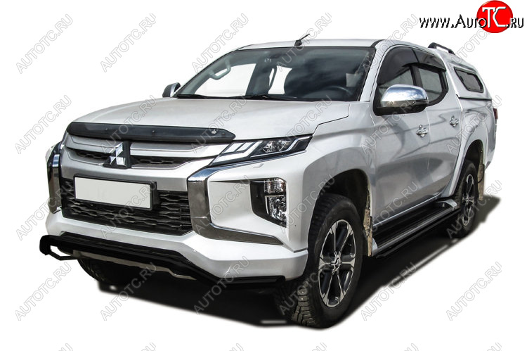 10 999 р. Защита переднего бампера Slitkoff (Ø 57 мм, волна).  Mitsubishi L200  5 KK,KL (2018-2022) рестайлинг (Сталь с полимерным покрытием. Цвет: черный)  с доставкой в г. Москва