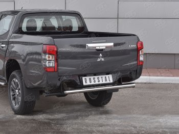 27 699 р. Защита заднего бампера (Ø120x60 мм с проступью, нержавейка) SLITKOFF  Mitsubishi L200  5 KK,KL (2018-2022) рестайлинг  с доставкой в г. Москва. Увеличить фотографию 2