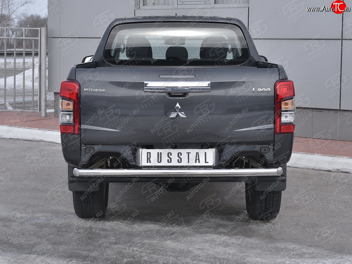 21 999 р. Защита заднего бампера (Ø63 мм, нержавейка) RUSSTAL Mitsubishi L200 5 KK,KL рестайлинг (2018-2022)  с доставкой в г. Москва