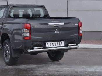 26 999 р. Защита заднего бампера (2 трубы Ø63 и 42 мм , нержавейка) RUSSTAL Mitsubishi L200 5 KK,KL рестайлинг (2018-2022)  с доставкой в г. Москва. Увеличить фотографию 2