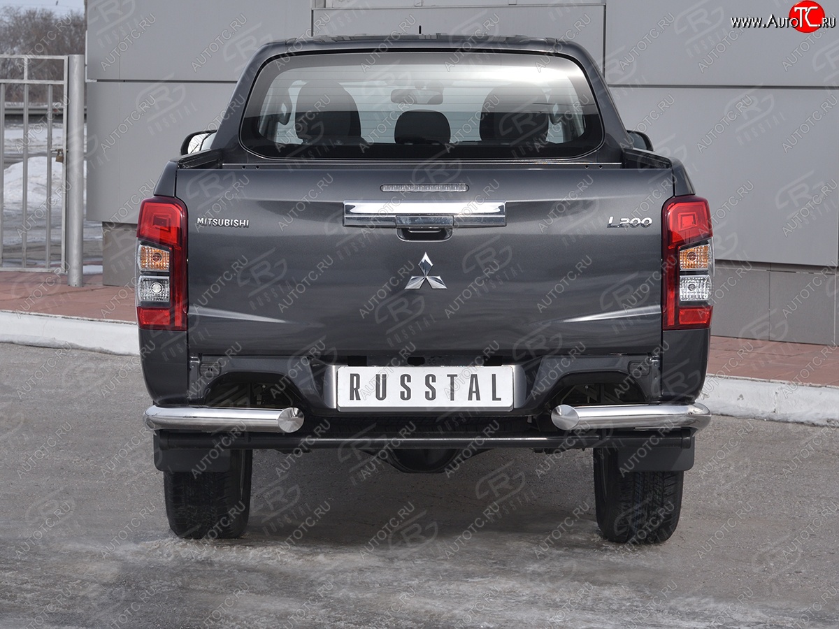 16 599 р. Защита заднего бампера (Ø76 мм уголки, нержавейка) SLITKOFF  Mitsubishi L200  5 KK,KL (2018-2022) рестайлинг  с доставкой в г. Москва