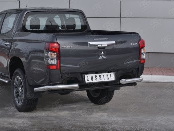 16 599 р. Защита заднего бампера (Ø76 мм уголки, нержавейка) SLITKOFF  Mitsubishi L200  5 KK,KL (2018-2022) рестайлинг  с доставкой в г. Москва. Увеличить фотографию 3