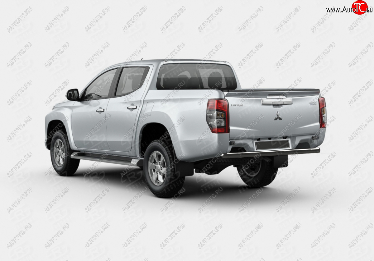 12 949 р. Защита заднего бампера (Ø57 мм) SLITKOFF Mitsubishi L200 5 KK,KL рестайлинг (2018-2022) (нержавейка с полимерным покрытием, черный)  с доставкой в г. Москва