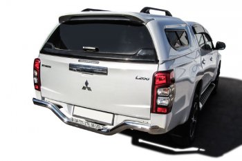 Защита заднего бампера Slitkoff (Ø 57 мм, волна, со стальной ступенькой) Mitsubishi L200 5 KK,KL рестайлинг (2018-2022)