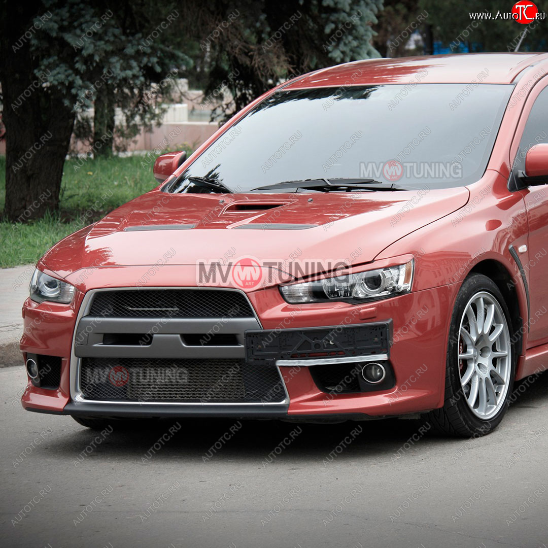 1 149 р. Реснички на фары  Mitsubishi Lancer  10 (2007-2017) седан дорестайлинг, хэтчбэк дорестайлинг, седан рестайлинг, хэтчбек 5 дв рестайлинг (Неокрашенные)  с доставкой в г. Москва