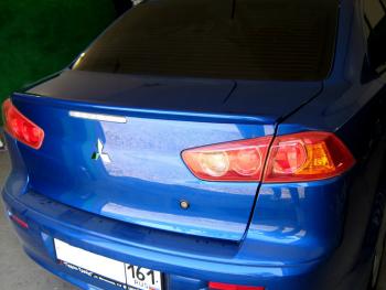 3 899 р. Лип спойлер Элегант Mitsubishi Lancer 10 седан дорестайлинг (2007-2010) (Неокрашенный)  с доставкой в г. Москва. Увеличить фотографию 2