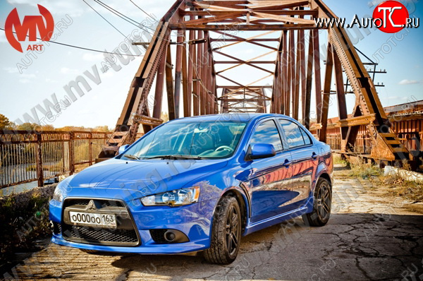 6 599 р. Накладки порогов EVO  Mitsubishi Lancer  10 (2007-2017) седан дорестайлинг, седан рестайлинг, хэтчбек 5 дв рестайлинг (Неокрашенные)  с доставкой в г. Москва