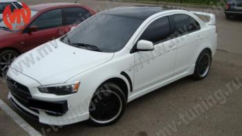 6 599 р. Накладки порогов EVO Mitsubishi Lancer 10 седан дорестайлинг (2007-2010) (Неокрашенные)  с доставкой в г. Москва. Увеличить фотографию 3