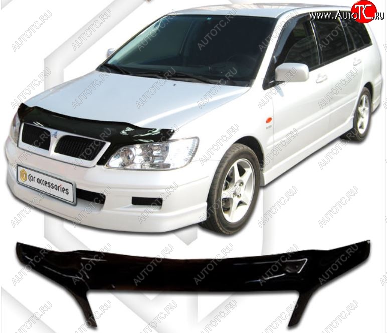 2 399 р. Дефлектор капота CA-Plastiс exclusive  Mitsubishi Lancer Cedia  9 (2000-2003) CS универсал (Classic черный, Без надписи)  с доставкой в г. Москва