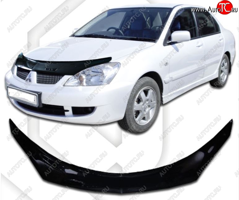 2 199 р. Дефлектор капота CA-Plastiс exclusive  Mitsubishi Lancer  9 (2005-2009) 2-ой рестайлинг седан, 2-ой рестайлинг универсал (Classic черный, Без надписи)  с доставкой в г. Москва