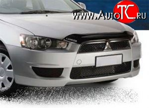 2 069 р. Дефлектор капота NovLine (короткий)  Mitsubishi Lancer  10 (2007-2017) седан дорестайлинг, хэтчбэк дорестайлинг, седан рестайлинг, хэтчбек 5 дв рестайлинг  с доставкой в г. Москва