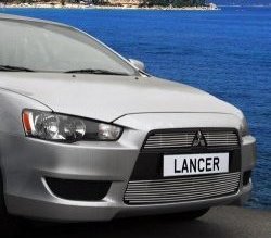 3 464 р. Декоративные вставки решетки радиатора Novline Mitsubishi Lancer 10 седан дорестайлинг (2007-2010)  с доставкой в г. Москва. Увеличить фотографию 1