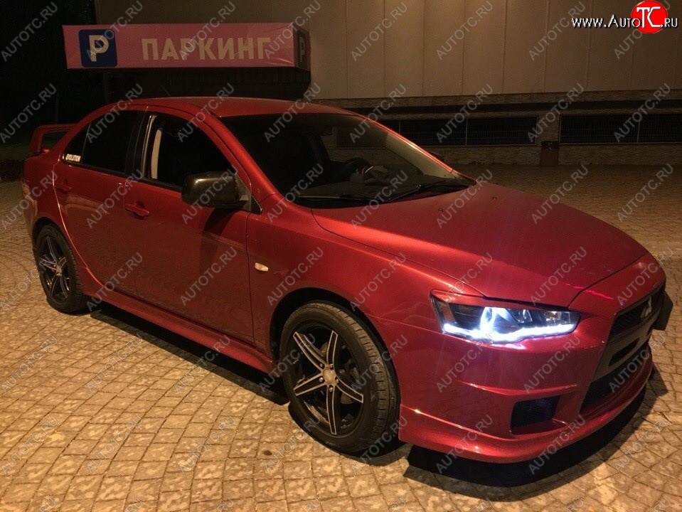 579 р. Реснички на фары Style  Mitsubishi Lancer  10 (2007-2017) седан дорестайлинг, хэтчбэк дорестайлинг, седан рестайлинг, хэтчбек 5 дв рестайлинг (Неокрашенные)  с доставкой в г. Москва