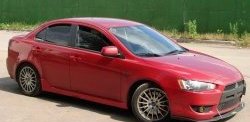 4 549 р. Пороги накладки Evo  Mitsubishi Lancer  10 (2007-2017) седан дорестайлинг, хэтчбэк дорестайлинг, седан рестайлинг, хэтчбек 5 дв рестайлинг (Неокрашенные)  с доставкой в г. Москва. Увеличить фотографию 4