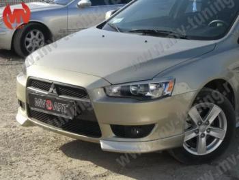 4 199 р. Клыки переднего бампера (комплектация 2.0 INTENSE) MV-Tuning  Mitsubishi Lancer  10 (2007-2010) седан дорестайлинг, хэтчбэк дорестайлинг (Неокрашенные)  с доставкой в г. Москва. Увеличить фотографию 1