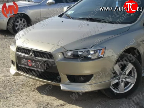 4 199 р. Клыки переднего бампера (комплектация 2.0 INTENSE) MV-Tuning  Mitsubishi Lancer  10 (2007-2010) седан дорестайлинг, хэтчбэк дорестайлинг (Неокрашенные)  с доставкой в г. Москва