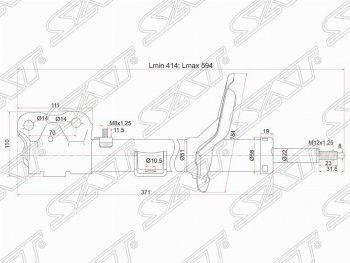 3 599 р. Левый амортизатор передний SAT Mitsubishi Lancer 10 CY седан дорестайлинг (2007-2010)  с доставкой в г. Москва. Увеличить фотографию 1