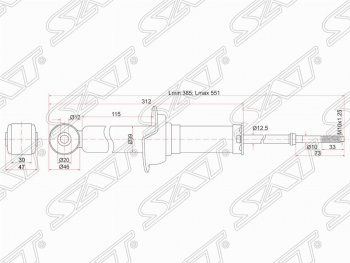 2 799 р. Амортизатор задний SAT (установка на левую или правую сторону) Mitsubishi Lancer 10 хэтчбэк дорестайлинг (2007-2010)  с доставкой в г. Москва. Увеличить фотографию 2