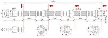 Тормозной шланг SAT (передний, LH=RH, пр-во Таиланд) Mitsubishi Montero Sport PA рестайлинг (2000-2008)