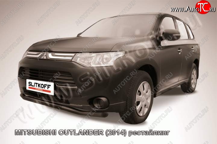 10 599 р. защита переднего бампера Slitkoff (57 мм)  Mitsubishi Outlander  GF (2014-2016) 1-ый рестайлинг (Цвет: серебристый)  с доставкой в г. Москва