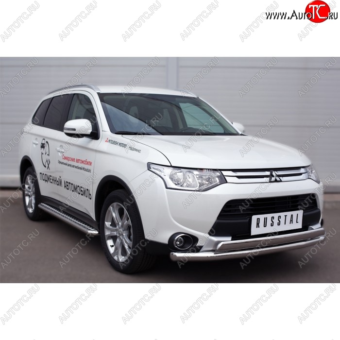 38 999 р. Широкая защита порогов с трубой диаметром 42 мм SLITKOFF v3 Mitsubishi Outlander GF 2-ой рестайлинг (2015-2018)  с доставкой в г. Москва