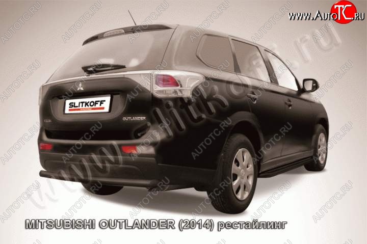 6 349 р. Защита задняя Slitkoff (57 мм)  Mitsubishi Outlander  GF (2014-2016) 1-ый рестайлинг (Цвет: серебристый)  с доставкой в г. Москва