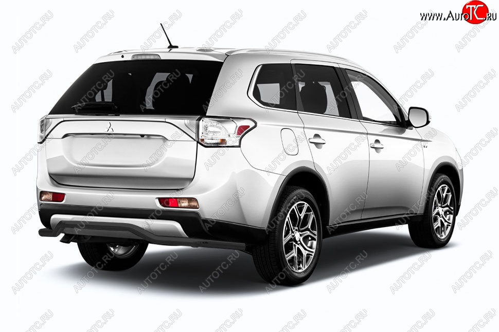 7 999 р. Защита заднего бампера Slitkoff (волна длинная, d57) Mitsubishi Outlander GF 2-ой рестайлинг (2015-2018) (Сталь с полимерным покрытием. Цвет: чёрный)  с доставкой в г. Москва