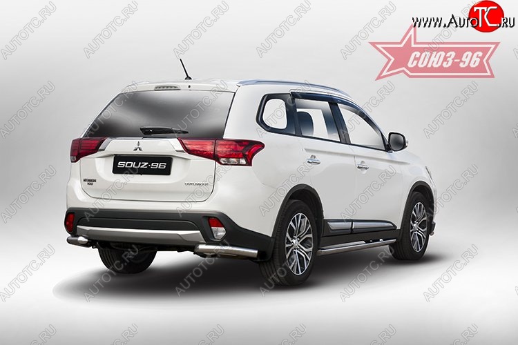 8 504 р. Защита заднего бампера из боковых полированых уголков (d60) Souz-96 Mitsubishi Outlander GF 2-ой рестайлинг (2015-2018)  с доставкой в г. Москва