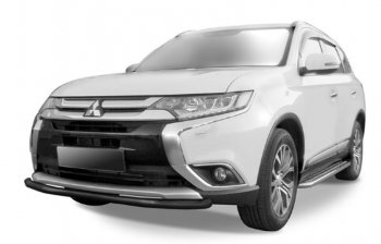 8 449 р. Защита переднего бампера Slitkoff (Ø 57 мм). Mitsubishi Outlander GF 2-ой рестайлинг (2015-2018) (Сталь с полимерным покрытием. Цвет: черный)  с доставкой в г. Москва. Увеличить фотографию 1