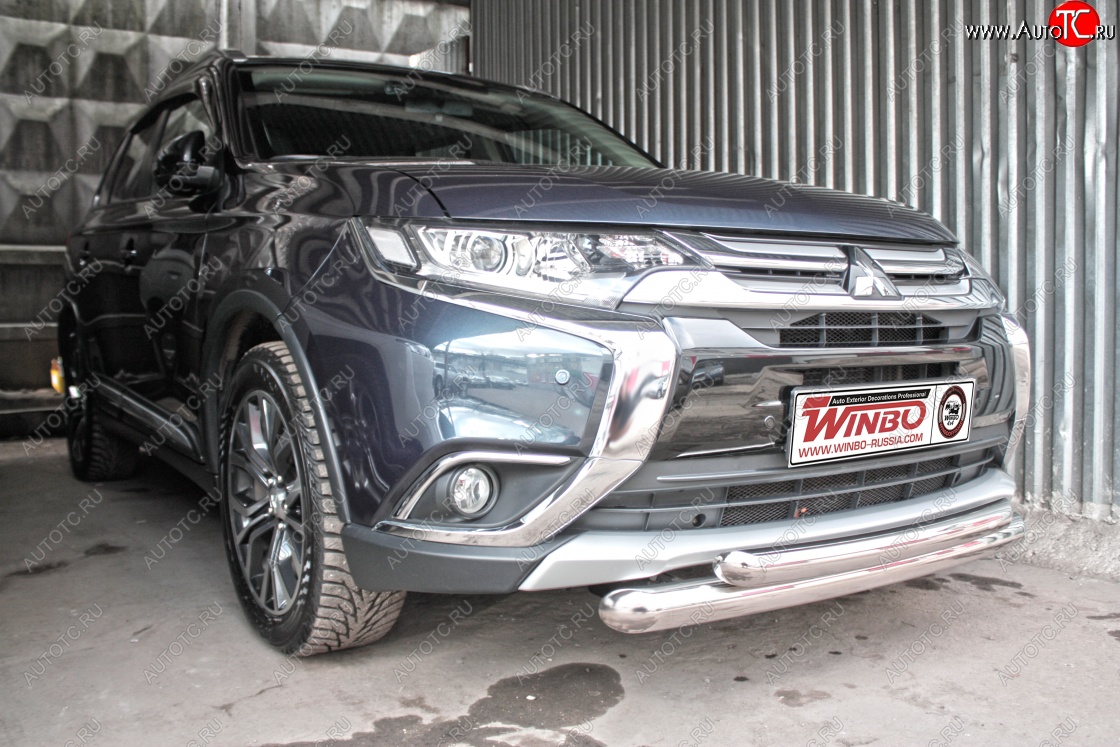 12 849 р. Защита переднего бампера Mitsubishi Outlander 2014+  Mitsubishi Outlander  GF (2015-2018) 2-ой рестайлинг  с доставкой в г. Москва