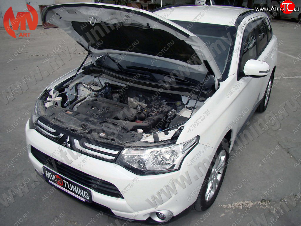 4 099 р. Упор капота MV-Tuning (двойной)  Mitsubishi Outlander  GF (2012-2022) дорестайлинг, 1-ый рестайлинг, 2-ой рестайлинг, 3-ий рестайлинг  с доставкой в г. Москва