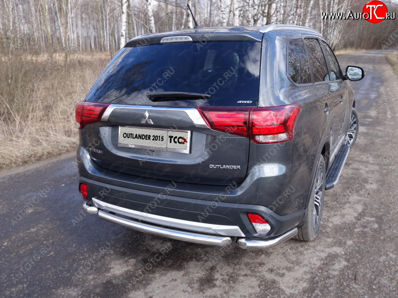 16 899 р. Защита заднего бампера (короткая) ТСС (нержавейка d 60,3 мм) Mitsubishi Outlander GF 2-ой рестайлинг (2015-2018)  с доставкой в г. Москва