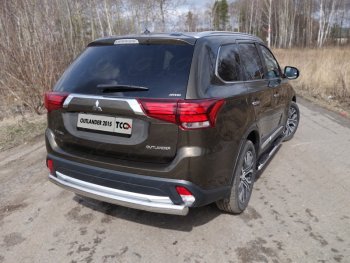 Защита заднего бампера (овальная) ТСС (нержавейка d75х42 мм) Mitsubishi (Митсубиси) Outlander (Аутлэндэр)  GF (2015-2018) GF 2-ой рестайлинг